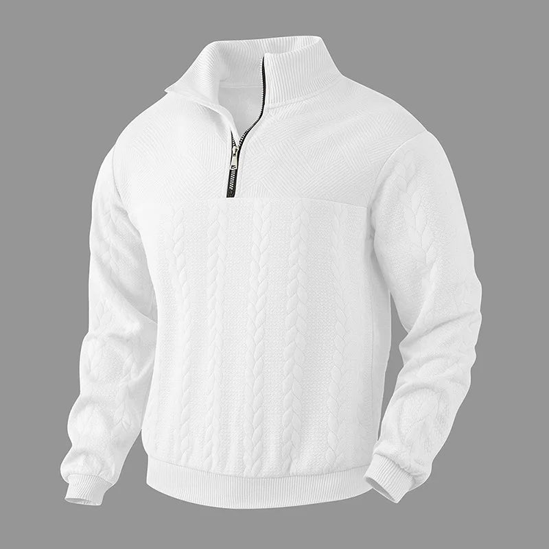 ZIP-UP STAND COLLAR SWEATER - EcoEase Market