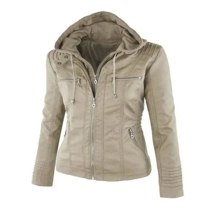 HOODED LEATHER JACKET - EcoEase Market