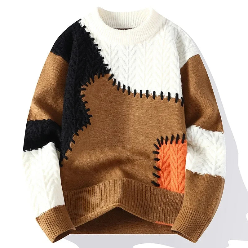 KNITTED PATCHWORK SWEATER - EcoEase Market