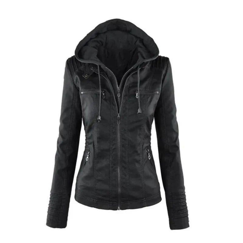 HOODED LEATHER JACKET - EcoEase Market