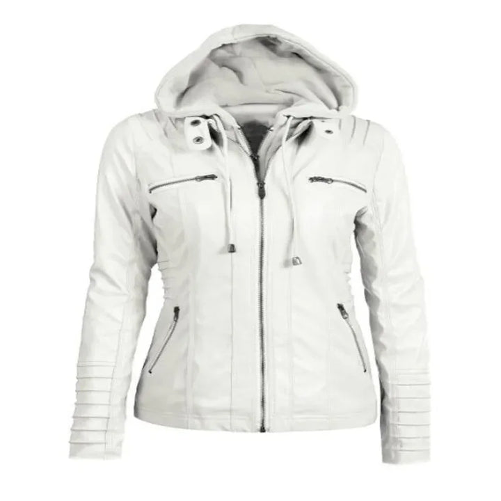 HOODED LEATHER JACKET - EcoEase Market