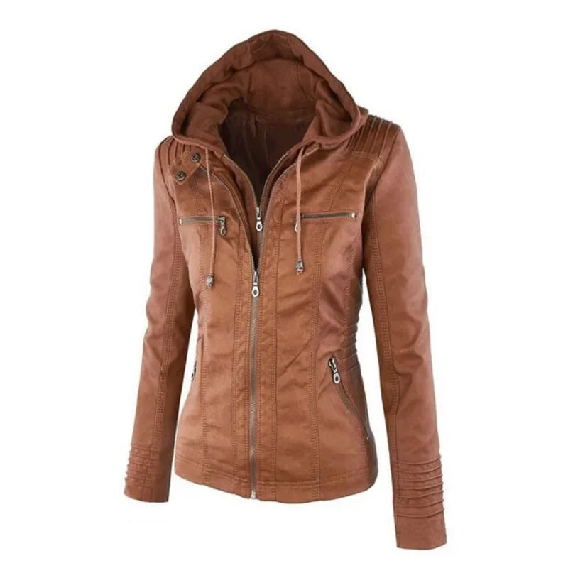 HOODED LEATHER JACKET - EcoEase Market