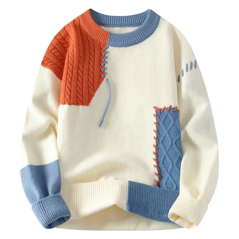 KNITTED PATCHWORK SWEATER - EcoEase Market