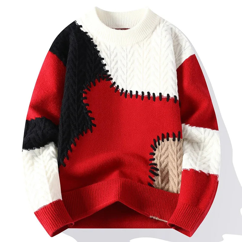 KNITTED PATCHWORK SWEATER - EcoEase Market