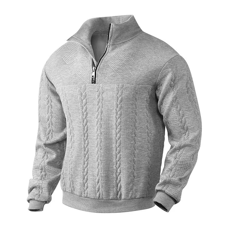 ZIP-UP STAND COLLAR SWEATER - EcoEase Market