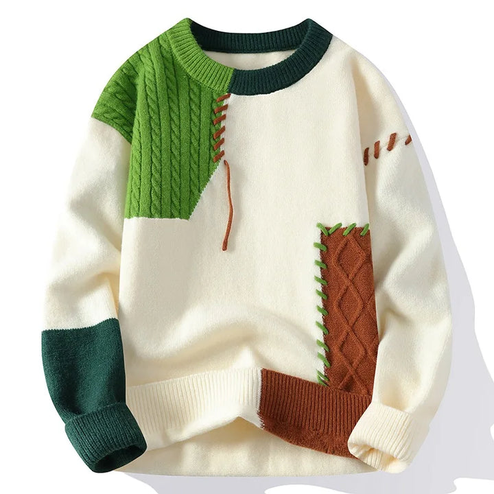 KNITTED PATCHWORK SWEATER - EcoEase Market