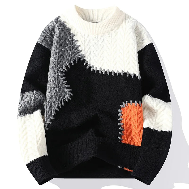 KNITTED PATCHWORK SWEATER - EcoEase Market