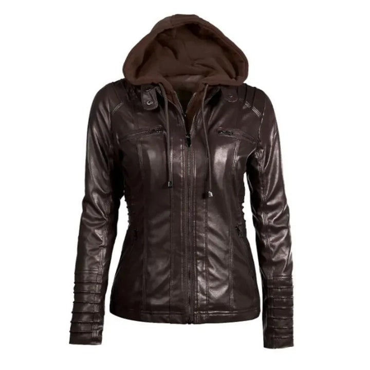 HOODED LEATHER JACKET - EcoEase Market