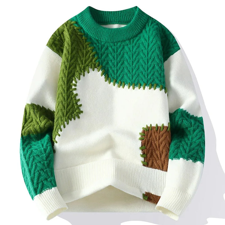 KNITTED PATCHWORK SWEATER - EcoEase Market