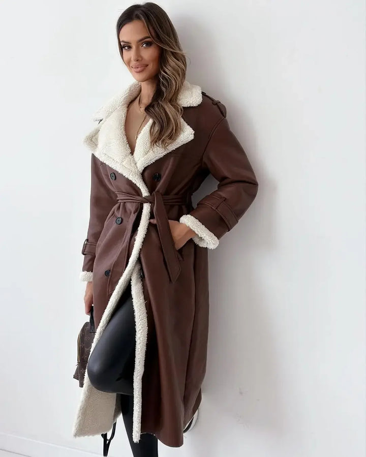 FAUX LEATHER PLUSH COAT - EcoEase Market