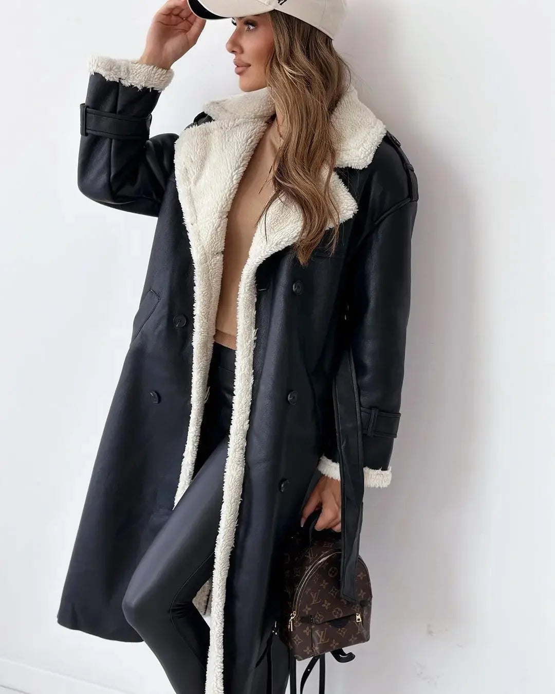 FAUX LEATHER PLUSH COAT - EcoEase Market